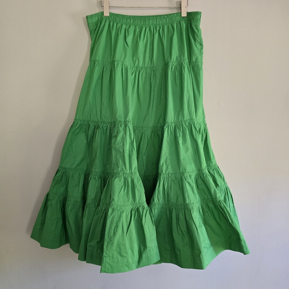 Anthropologie Maeve Taffeta Tiered Skirt Size 14
